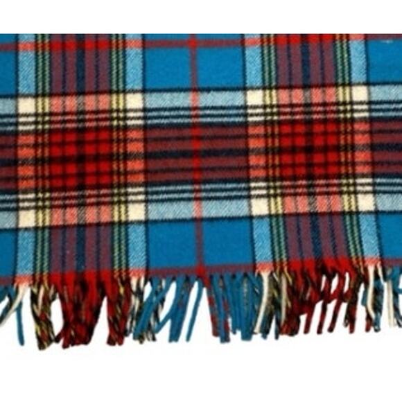 Vintage Horner 100% WOOL PLAID THROW Lap Blanket Stadium Cabin Fringe 52 x 50" - Picture 7 of 10